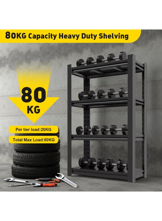 Solerconm Heavy Duty Shelving Units Metal Storage Rack Garage Shelves for Tools and Kitchen Items Adjustable Shelf for Garage Warehouse Pantry Closet Kitchen (Black, 47.6" H x23.6 W x 11.8" D) - Image 3